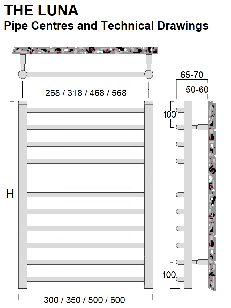 Reina Luna Flat Stainless Steel Towel Rail 600 x 300